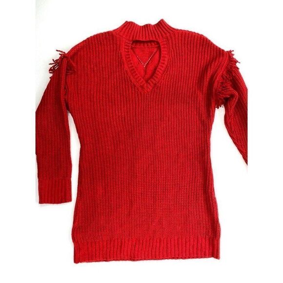 ‎American Rag Tunic Sweater Red Juniors' Mixed-Knit - Picture 3 of 6